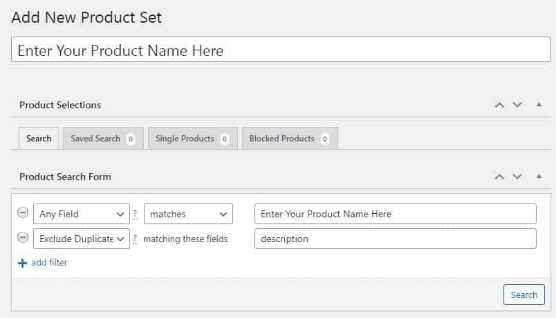 add product set in datafeedr