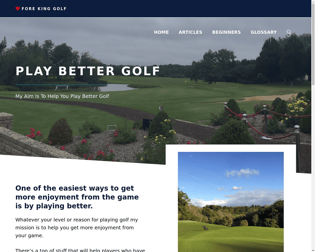 A picture of the Fore King Golf Website