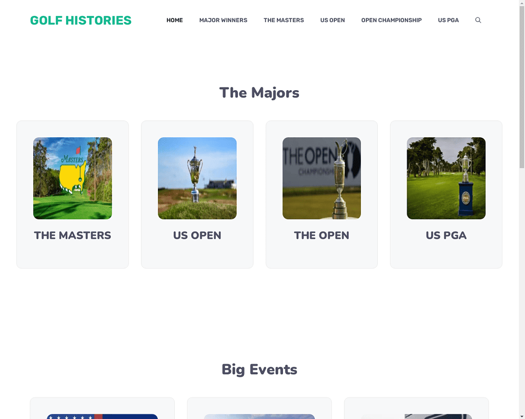 a picture of the Golf Histories Website