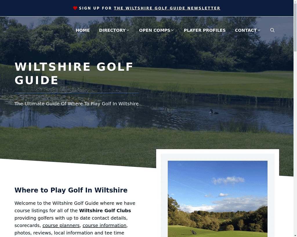 A picture of the Wiltshire Golf Guide Website